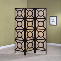 Coaster Furniture 900090 3-panel Geometric Folding Screen Tan and Cappuccino